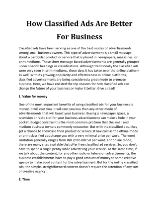 How Classified Ads Are Better For Business