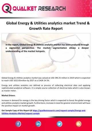 Global Energy and Utilities Analytics Market Size , Growth, Top Competitors
