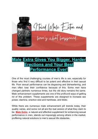 Male Extra Gives You Bigger, Harder Erections and Your Best Performance Ever!