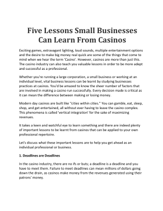 Five Lessons Small Businesses Can Learn From Casinos