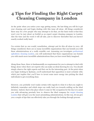 4 Tips for Finding the Right Carpet Cleaning Company in London