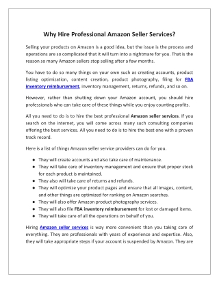 Why Hire Professional Amazon Seller Services