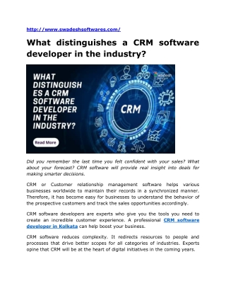What distinguishes a CRM software developer in the industry?