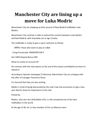 Manchester City are lining up a move for Luka Modric