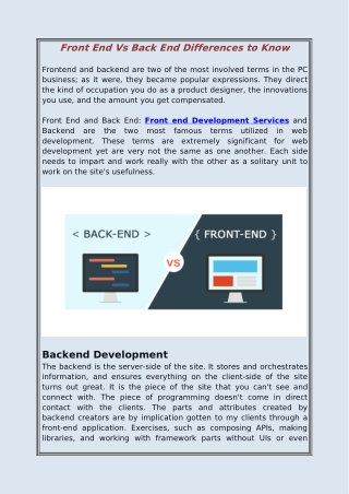 Front End Vs Back End Differences to Know