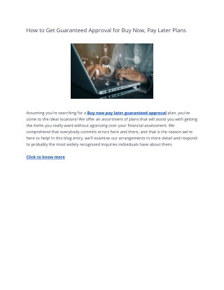 How to Get Guaranteed Approval for Buy Now, Pay Later Plans