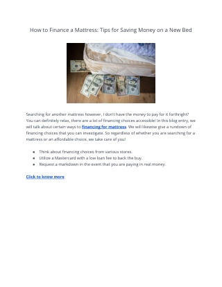 How to Finance a Mattress: Tips for Saving Money on a New Bed
