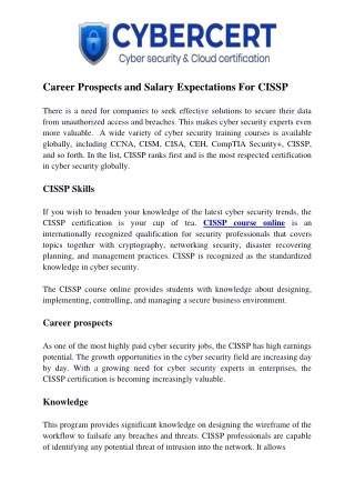 Career Prospects and Salary Expectations For CISSP