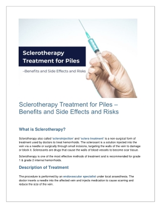 Sclerotherapy Treatment for Piles