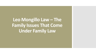 Leo Mongillo Law – The Family Issues That Come Under Family Law