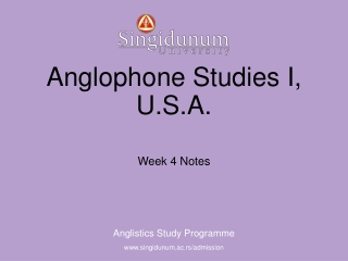 Anglophone Studies I, U.S.A.