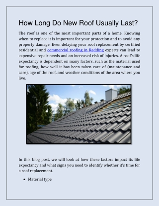 How long do New roof usually last