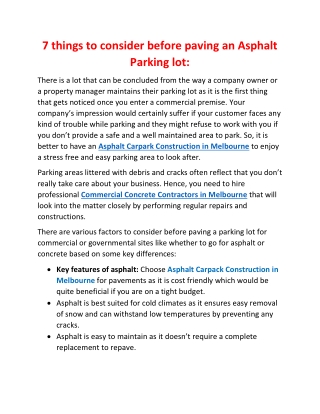 7 things to consider before paving an Asphalt Parking lot