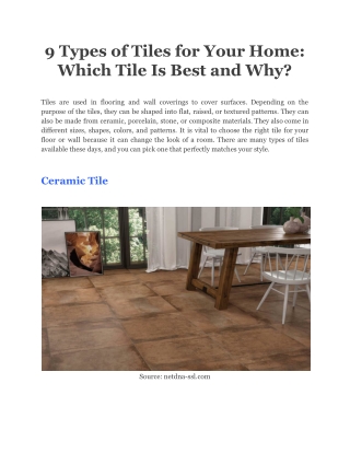 9 Types of Tiles for Your Home_ Which Tile Is Best and Why_