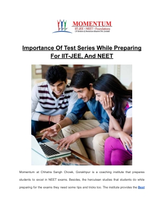 Importance Of Test Series While Preparing For IIT-JEE, And NEET