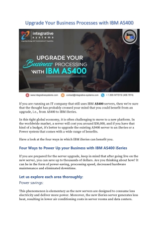 Upgrade Your Business Processes with IBM AS400