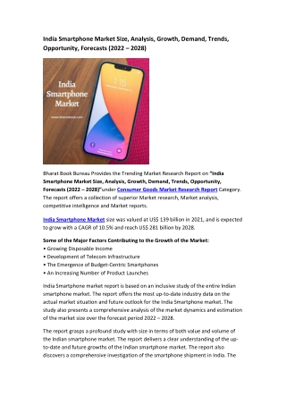 India Smartphone Market Research Report 2022-2028
