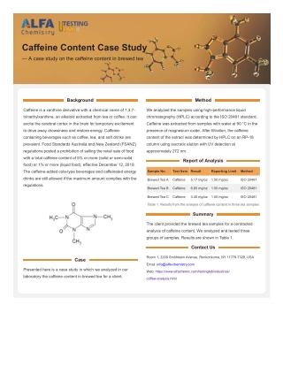 Caffeine Content Case Study — A case study on the caffeine content in brewed tea