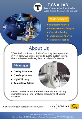 T,C&A LAB Test, Characterization, Analysis -A Lab Testing Branch of Alfa Chemistry