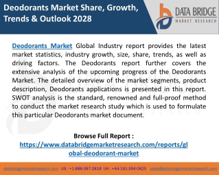Deodorants Market CAGR, Driver, Share, Current Trends, Opportunities & Forecast