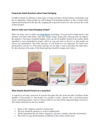 Frequently asked questions about Soap Packaging