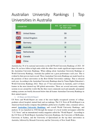Australian University Rankings | Top Universities in Australia