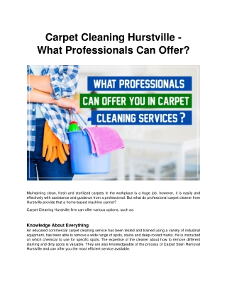 What Professionals Can Offer You in Carpet Cleaning Services