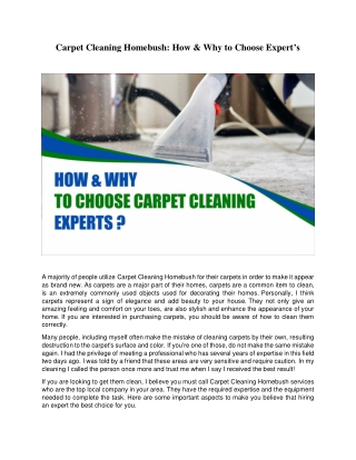 How & Why to Choose Carpet Cleaning Expert’s - Homebush