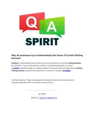 Why do businesses try to Underestimate the Power of Content Writing Services