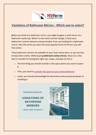 How do you choose from a wide range of bathroom wall mirrors?