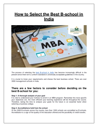 How to Select the Best B-school in India