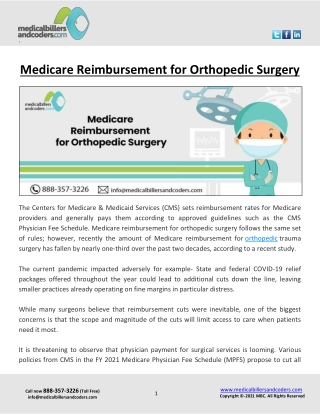 Medicare Reimbursement for Orthopedic Surgery