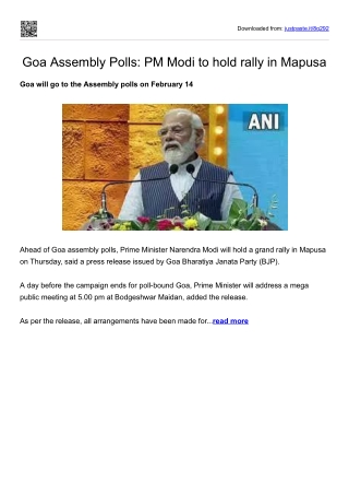 Goa Assembly Polls-PM Modi to hold rally in Mapusa