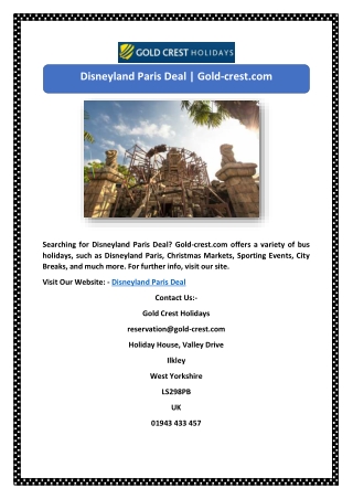 Disneyland Paris Deal | Gold-crest.com