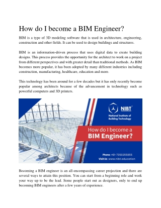 How do I become a BIM Engineer