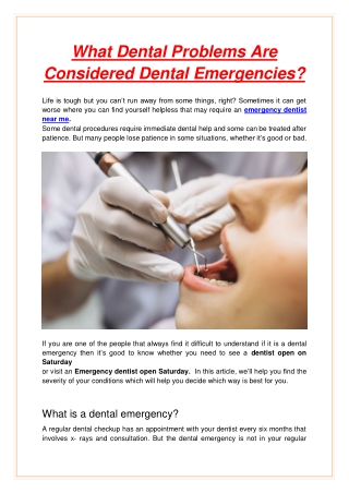 What Dental Problems Are Considered Dental Emergencies