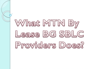 What MTN By Lease BG SBLC Providers Does?