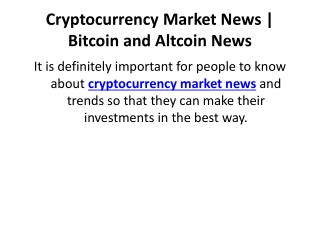 Cryptocurrency Market News - Bitcoin and Altcoin News