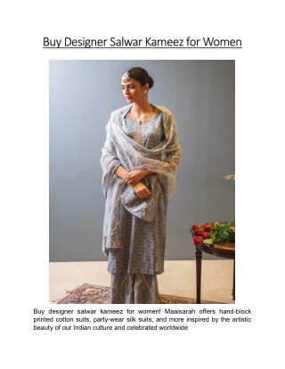 Buy Designer Salwar Kameez for Women