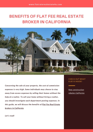 Benefits of flat Fee Real Estate Broker in California