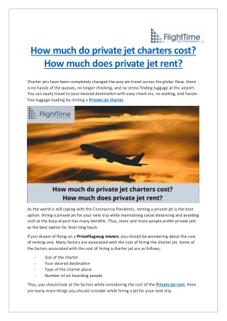 How much do private jet charters cost How much does private jet rent