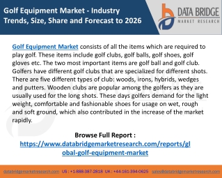 Golf Equipment Market Trend and Business Demand, research report
