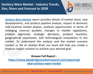 Sanitary Ware Market Trend and Business Demand, Overview