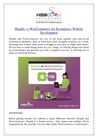 Shopify vs WooCommerce for Ecommerce Website Development