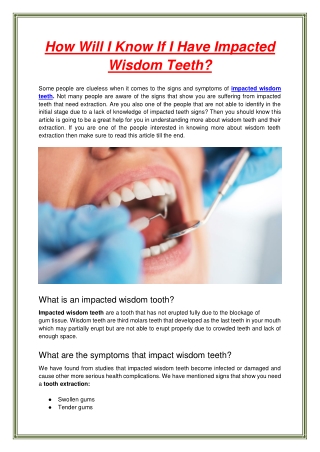 How Will I Know If I Have Impacted Wisdom Teeth