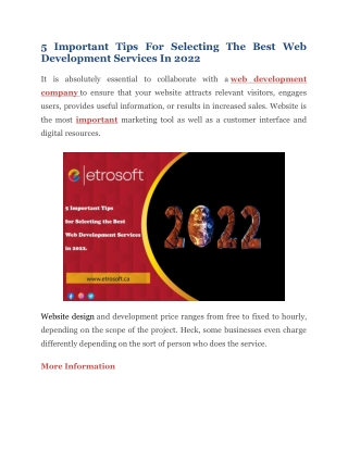 5 Important Tips For Selecting The Best Web Development Services In 2022