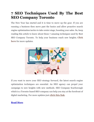 7 SEO Techniques Used By The Best SEO Company Toronto
