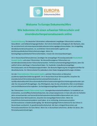 WarumUnternehmen für ÖsterreichsPersonalausweis und Schweizer Personalausweis und Führerschein online wählen