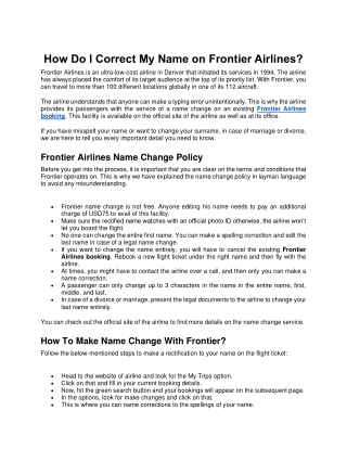 How Do I Correct My Name on Frontier Airlines