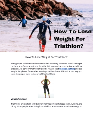 How To Lose Weight For Triathlon